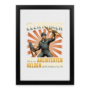Electrician Shirt for Craftsman Heroes - Framed poster (27 × 37 cm) - black - Front