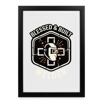 Motif de soudeur construit - Affiche encadrée (27 × 37 cm) - noir - Devant