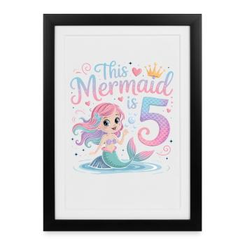 5e anniversaire de la Sirène 5 ans - Affiche encadrée (27 × 37 cm) - noir - Devant