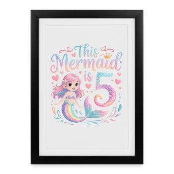 5e anniversaire de la Sirène 5 ans - Affiche encadrée (27 × 37 cm) - noir - Devant
