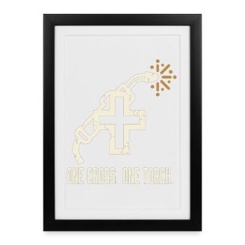 ONE CROSS. ONE TORCH. Welder Motif - Framed poster (27 × 37 cm) - black - Front