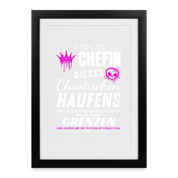 Stolze Chefin chaotischer Haufen Chefin Geschenke - Affiche encadrée (27 × 37 cm) - noir - Devant