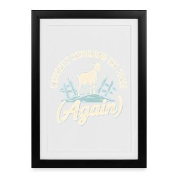 La clôture est à nouveau réparée | Humour de la ferme de chèvres - Affiche encadrée (27 × 37 cm) - noir - Devant