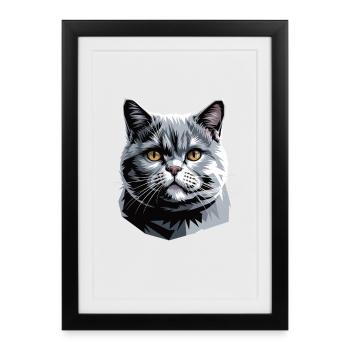 British Shorthair Cat BKH Cat Mom Cute Cats - Framed poster (27 × 37 cm) - black - Front