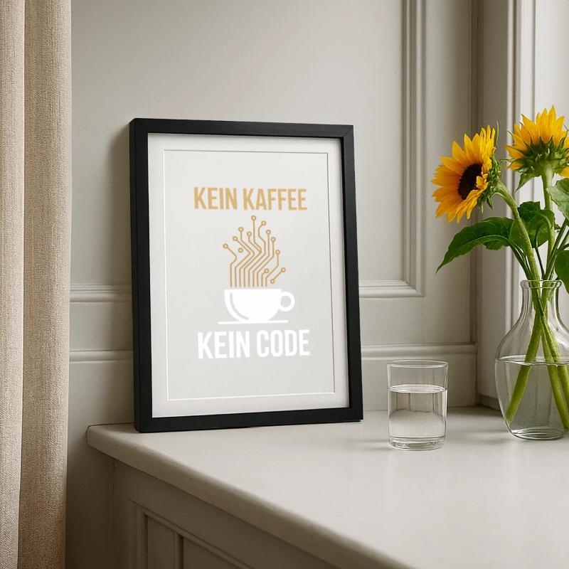 Kein Kaffee Kein Code Programmierer Informatiker Gerahmtes Poster (27 × 37 cm)