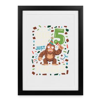 This Big Guy Just Turned 5 Funny Gorilla 5 - Framed poster (27 × 37 cm) - black - Front