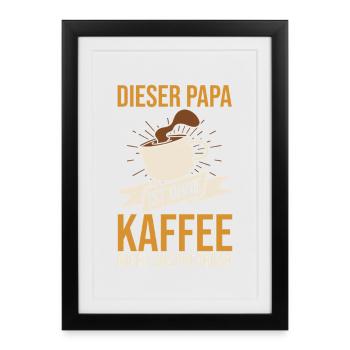 Café, Fête des pères, Papa - Affiche encadrée (27 × 37 cm) - noir - Devant