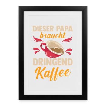Café, Fête des pères, Papa - Affiche encadrée (27 × 37 cm) - noir - Devant