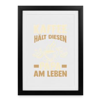Café, Fête des pères, Papa - Affiche encadrée (27 × 37 cm) - noir - Devant