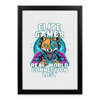 Joueur : jeux vidéo élites drôles, console de geek - Affiche encadrée (27 × 37 cm) - noir - Devant