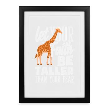 Faith Greater Than Fear Christian Giraffe - Framed poster (27 × 37 cm) - black - Front