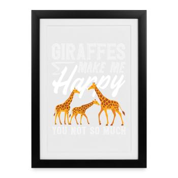 Giraffes make me happy you don't - Framed poster (27 × 37 cm) - black - Front