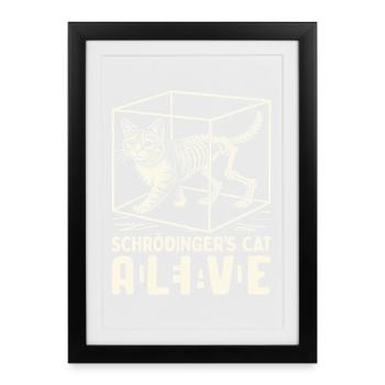 Le chat de Schrödinger vivant et mort - Affiche encadrée (27 × 37 cm) - noir - Devant