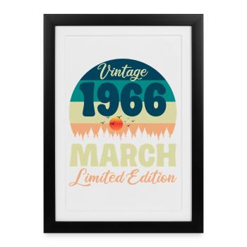 Cadeau d'anniversaire 60 ans 1966 Mars Vintage - Affiche encadrée (27 × 37 cm) - noir - Devant