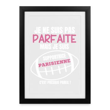Supportrice Rugby Parisienne Humour - Affiche encadrée (27 × 37 cm) - noir - Devant