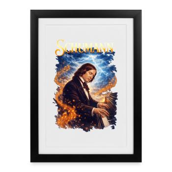 Portrait de feu pour piano de Schumann - Affiche encadrée (27 × 37 cm) - noir - Devant