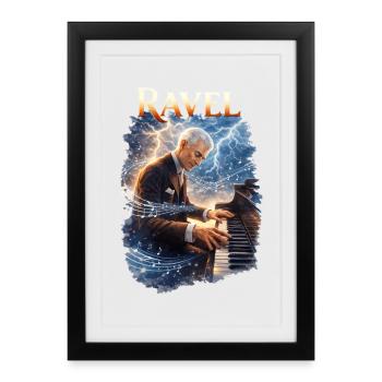 Ravel Storm Piano – Magie sonore - Affiche encadrée (27 × 37 cm) - noir - Devant