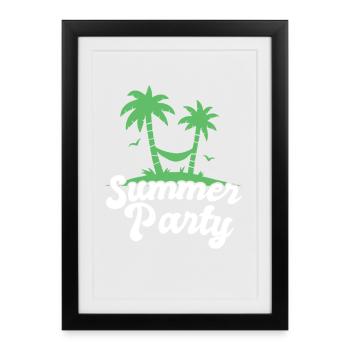 Summer Party Palm Tree Design - Framed poster (27 × 37 cm) - black - Front