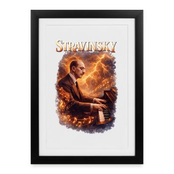 Feu de piano Stravinsky - Affiche encadrée (27 × 37 cm) - noir - Devant