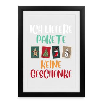 Christmas DELIVER PACKAGES, NOT GIFTS - Framed poster (27 × 37 cm) - black - Front