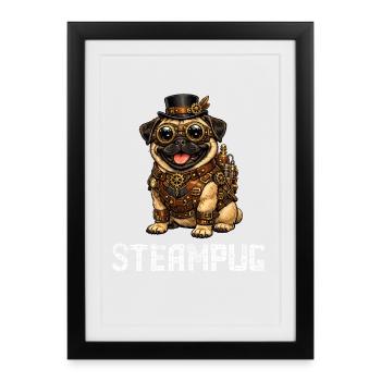Steampug Steampunk Pug Mops - Framed poster (27 × 37 cm) - black - Front