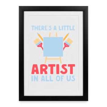 Artiste, peintre graphique, petit artiste en chacun de nous - Affiche encadrée (27 × 37 cm) - noir - Devant