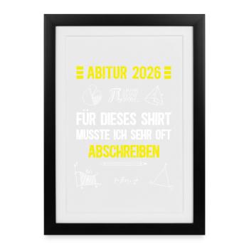 Abitur 2026 Abi 26 Certificat de fin d’études Matura - Affiche encadrée (27 × 37 cm) - noir - Devant