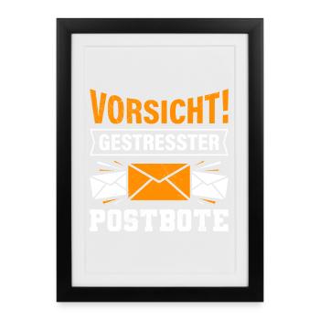 Le facteur MÉFIEZ-VOUS DU FACTEUR STRESSÉ Drôle - Affiche encadrée (27 × 37 cm) - noir - Devant