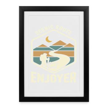 Motif de promenade pour amateurs de route panoramique - Affiche encadrée (27 × 37 cm) - noir - Devant