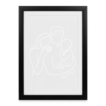 Famille familiale minimaliste Mère Père Famille - Affiche encadrée (27 × 37 cm) - noir - Devant