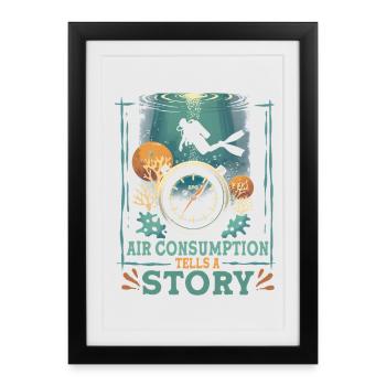 La consommation d’air de plongée récréative pour plongeurs raconte une histoire - Affiche encadrée (27 × 37 cm) - noir - Devant