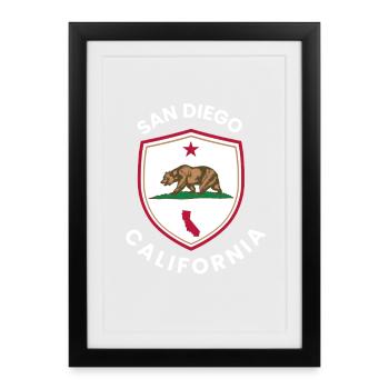 San Diego Bear Sign Flag - Framed poster (27 × 37 cm) - black - Front