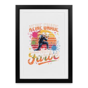 No Mercy Only Color Paintball Joueur Rétro - Affiche encadrée (27 × 37 cm) - noir - Devant