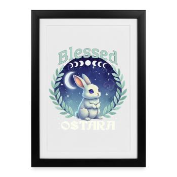 Ostara Joyeuses Pâques Printemps païen - Affiche encadrée (27 × 37 cm) - noir - Devant