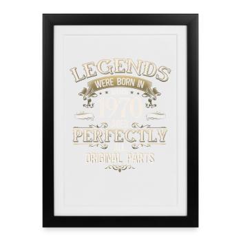 56e anniversaire cadeau Mari Vintage mars 1970 - Affiche encadrée (27 × 37 cm) - noir - Devant