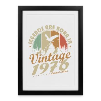 Cadeau d’anniversaire vintage vintage 1976 - Affiche encadrée (27 × 37 cm) - noir - Devant