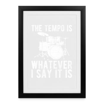 Le Tempo est... Batteur Batteur drôle - Affiche encadrée (27 × 37 cm) - noir - Devant