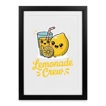 Lemonade Crew Funny Lemon Cartoon Illustration - Framed poster (27 × 37 cm) - black - Front
