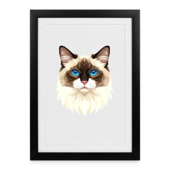 Birman Cat Sacred Birman Cat Cute Birman Cats - Framed poster (27 × 37 cm) - black - Front