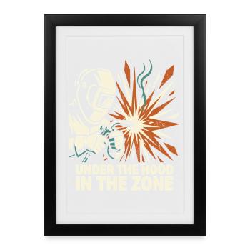Conception Spark Focus du casque de soudeur - Affiche encadrée (27 × 37 cm) - noir - Devant