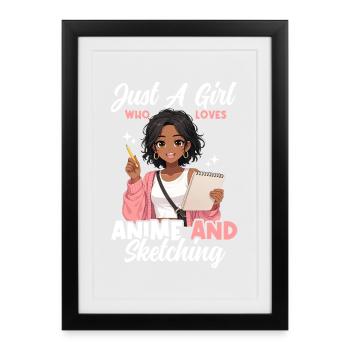 Juste une fille qui adore l’anime et dessine des otaku - Affiche encadrée (27 × 37 cm) - noir - Devant