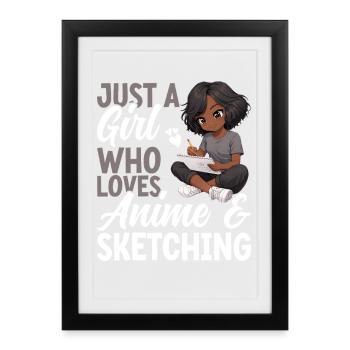 Juste une fille qui adore l’anime et dessine des otaku - Affiche encadrée (27 × 37 cm) - noir - Devant