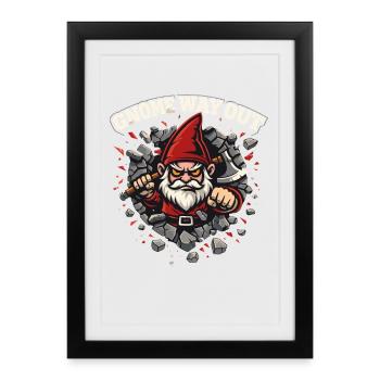 Evil Gnome, Dark Gnome, Goth Gnome, Funny Gnome - Framed poster (27 × 37 cm) - black - Front