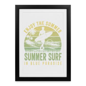 Profitez des vagues d’été dans Blue Paradise - Affiche encadrée (27 × 37 cm) - noir - Devant
