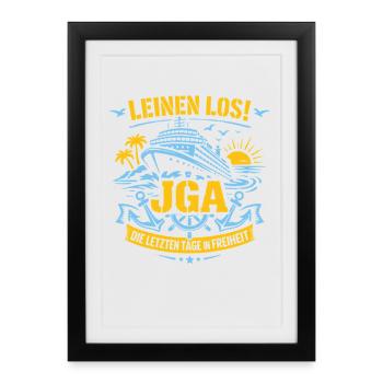 Cast off! Bachelor party on the high seas - Framed poster (27 × 37 cm) - black - Front