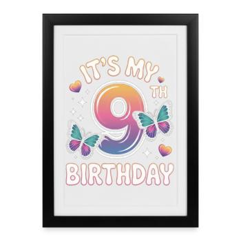 Ninth Birthday Color Wheel 9 - Framed poster (27 × 37 cm) - black - Front
