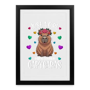 Girl capybara lover sweet capybara - Framed poster (27 × 37 cm) - black - Front