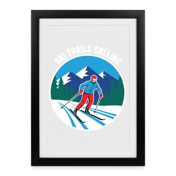 Appels des pistes de ski - Ski de fond - Affiche encadrée (27 × 37 cm) - noir - Devant