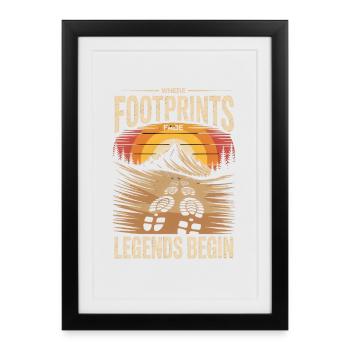 Berge Wandern Retro: Wo Legenden Beginnen - Gerahmtes Poster (27 × 37 cm) - Schwarz - Vorne