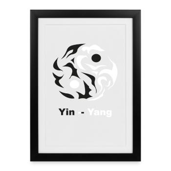 YinYang Silhouette: Kontrastkunst - Gerahmtes Poster (27 × 37 cm) - Schwarz - Vorne
